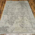Beige Modern Hand-Knotted Wool & Silk Rug - Image 5