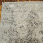 Beige Modern Hand-Knotted Wool & Silk Rug - Image 4