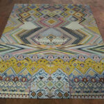 Hand Knotted Wool Silk Multicolor Designer Rug - Image 5