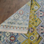 Hand Knotted Wool Silk Multicolor Designer Rug - Image 4
