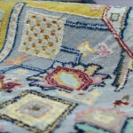 Hand Knotted Wool Silk Multicolor Designer Rug - Image 3