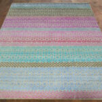 Modern Hand Knotted Wool Silk Multicolor Area Rug - Image 3