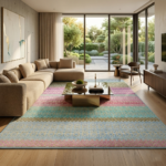 Modern Hand Knotted Wool Silk Multicolor Area Rug