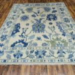 Azure Bloom Handknotted Wool Rug – Ivory & Blue - Image 7