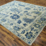Azure Bloom Handknotted Wool Rug – Ivory & Blue - Image 2