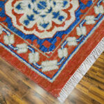 Traditional Red & Blue Geometric Wool Area Rug - Image 4