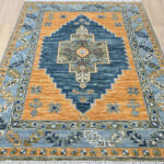Oushak Heritage Handknotted Wool Rug – Terracotta & Blue - Image 8