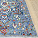 Oushak Geometric Handknotted Wool Rug – Blue & Multicolor - Image 6