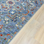 Oushak Geometric Handknotted Wool Rug – Blue & Multicolor - Image 4
