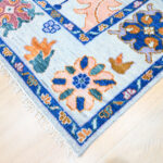 Oushak Floral Handknotted Wool Rug – Sky Blue & Multicolor - Image 4