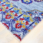 Oushak Medallion Handknotted Wool Rug – Blue & Multicolor - Image 5