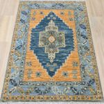 Oushak Heritage Handknotted Wool Rug – Terracotta & Blue - Image 2