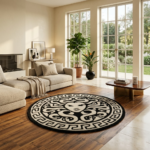 Hand Tufted Wool Medusa Rug – Abstract Round Floor Decor