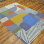 Modern Abstract Geometric Hand Tufted Wool Area Rug - Image 2