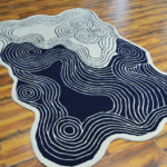 Irregular Black & Ivory Hand Tufted New Zealand Wool Rug - Image 5