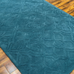 Hand Tufted Teal Blue Geometric Wool Rug - Image 3