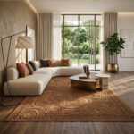 Hand Tufted Wool Abstract Rug, Modern Carved Area Carpet