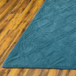 Hand Tufted Teal Blue Geometric Wool Rug - Image 5