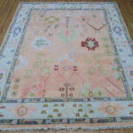 Oushak Floral Handknotted Wool Rug – Peach & Pastel - Image 2