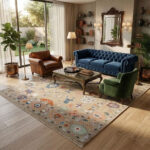 Vintage Pastel Oushak Hand-Knotted Pure Wool Area Rug