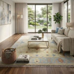 Serene Heritage Handknotted Wool Rug – Ivory & Blue
