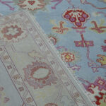 Sky Blue Garden Oushak Rug – Hand Knotted Wool - Image 3
