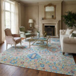 Azure Tribal Oushak Rug – Hand Knotted Wool