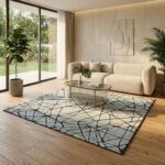 Grey Shattered Stone Abstract Rug – Hand Knotted Wool & Viscose