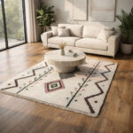 Ivory Tribal Diamond Rug – Hand Knotted Wool