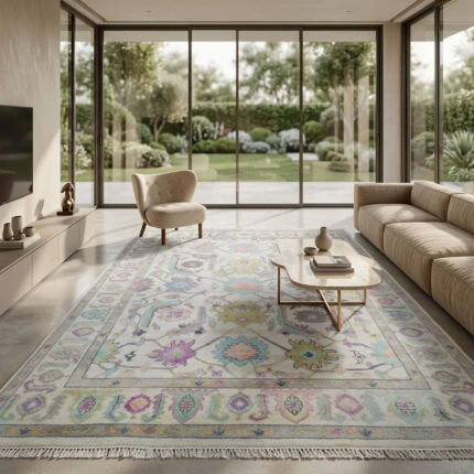 Pastel Heritage Bloom Handmade Oushak Rug