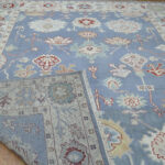 Blue Blossom Heritage Oushak Hand-Knotted Wool Rug - Image 2