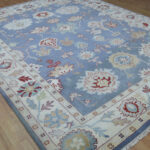 Blue Blossom Heritage Oushak Hand-Knotted Wool Rug - Image 3
