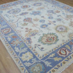 Ivory Blue Garden Oushak Rug – Hand Knotted Wool - Image 3