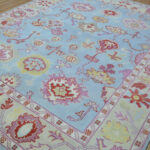 Sky Blue Garden Oushak Rug – Hand Knotted Wool - Image 4