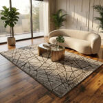 Brown Shattered Stone Abstract Rug – Hand Knotted Wool & Viscose