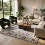 Celeste Bloom Handknotted Wool Rug – Sky Blue & Ivory