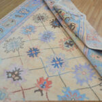 Ivory Blue Heritage Oushak Rug – Hand Knotted Wool - Image 4