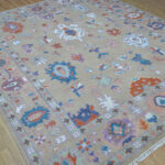 Vintage Pastel Oushak Hand-Knotted Pure Wool Area Rug - Image 3