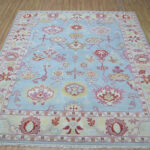 Sky Blue Garden Oushak Rug – Hand Knotted Wool - Image 2