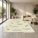 Ivory Minimalist Abstract Lines Rug – Hand Knotted Wool