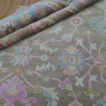 Oushak Floral Handknotted Wool Rug – Grey & Pastel - Image 4