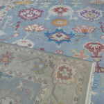 Celeste Bloom Handknotted Wool Rug – Sky Blue & Ivory - Image 4