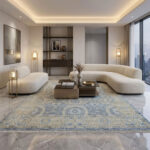 Blue Ivory Tribal Medallion Wool Rug