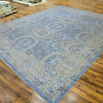 Blue Ivory Tribal Medallion Wool Rug - Image 3