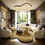 Hand Tufted Wool Area Rug, Abstract Wave Design