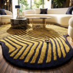 Hand Tufted Wool Area Rug, Abstract Wave Design - Image 6