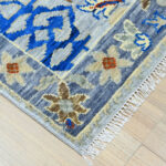 Oushak Floral Handknotted Wool Rug – Sky Blue & Multicolor - Image 3