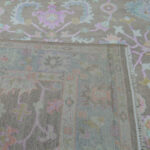 Oushak Floral Handknotted Wool Rug – Grey & Pastel - Image 3