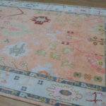 Oushak Floral Handknotted Wool Rug – Peach & Pastel - Image 4