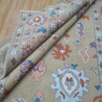 Vintage Pastel Oushak Hand-Knotted Pure Wool Area Rug - Image 5